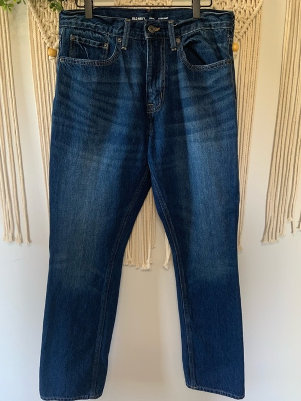 OLD NAVY Men's Straight Jeans Good Bucket Rigid Dark Wash‎ 32x32